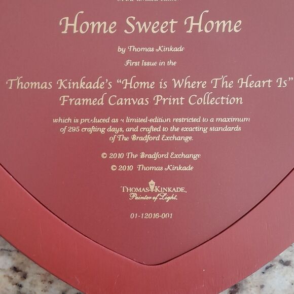 The Bradford Exchange Thomas Kinkrade Home Sweet Home Heart Shape Frame Wall Art - Picture 9 of 16